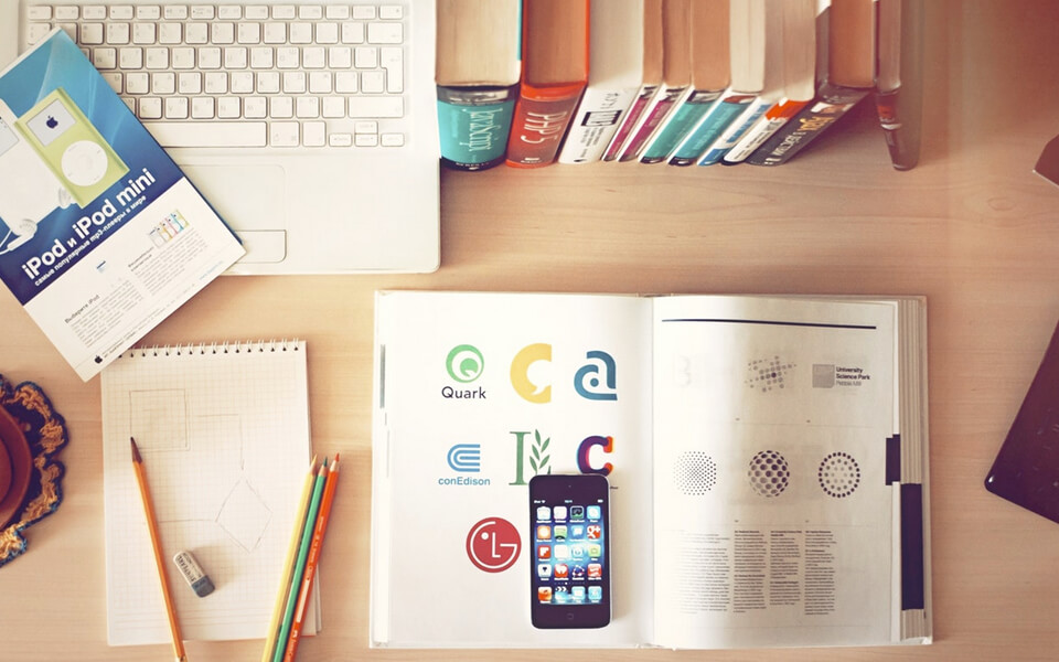 laptop, books, coffe, mobile phone